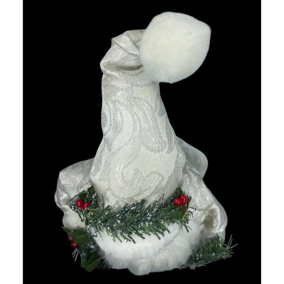VTG White & Silver Robe Santa Claus Tree Topper Pine Cones Silver Bell  Garland - Picture 12 of 13